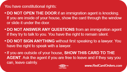 Know Your Rights (Red) cards