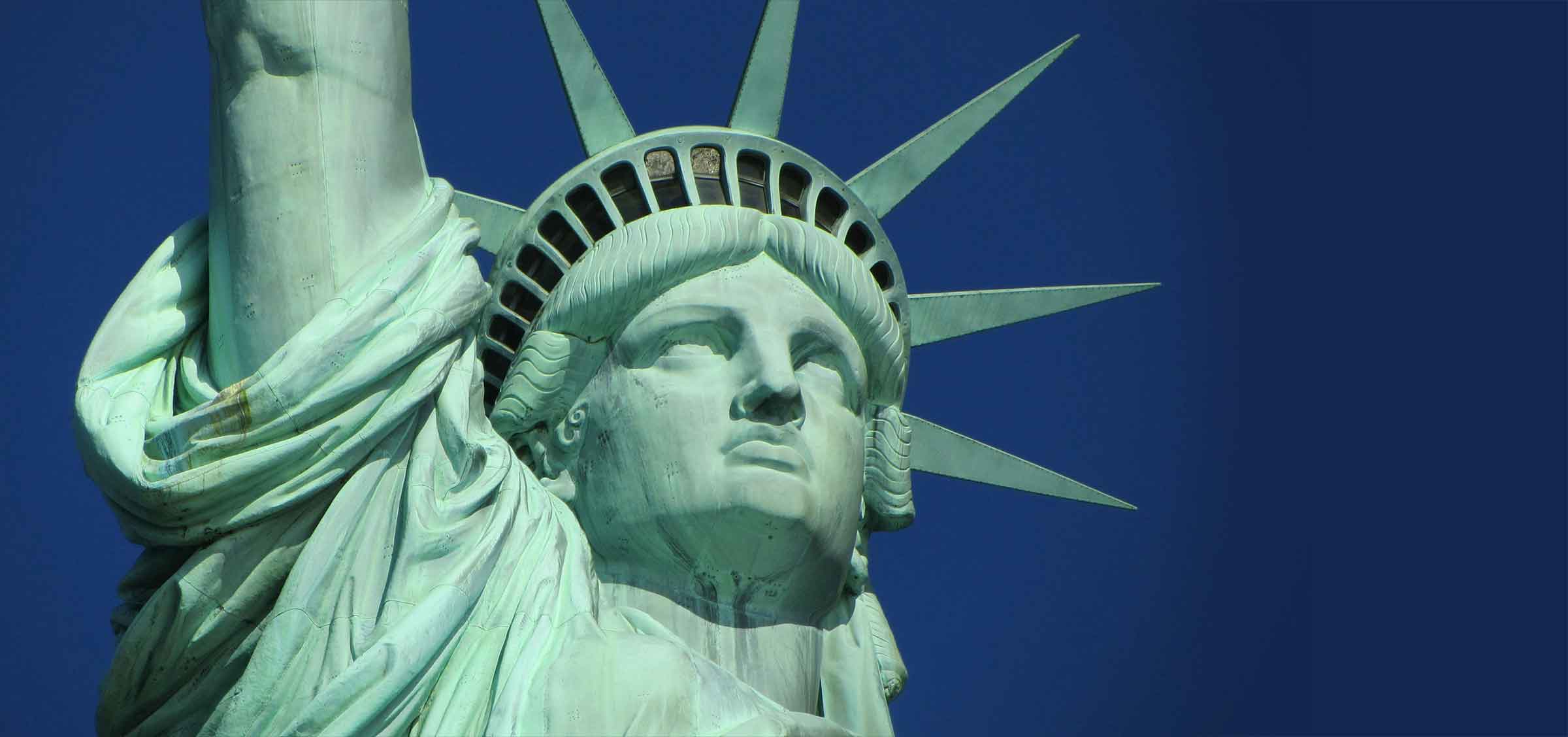 close of image of the Statue of Liberty